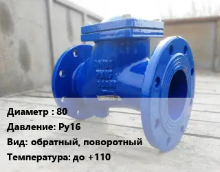Клапан стальной 80 Ру16 обратный, поворотный до +110